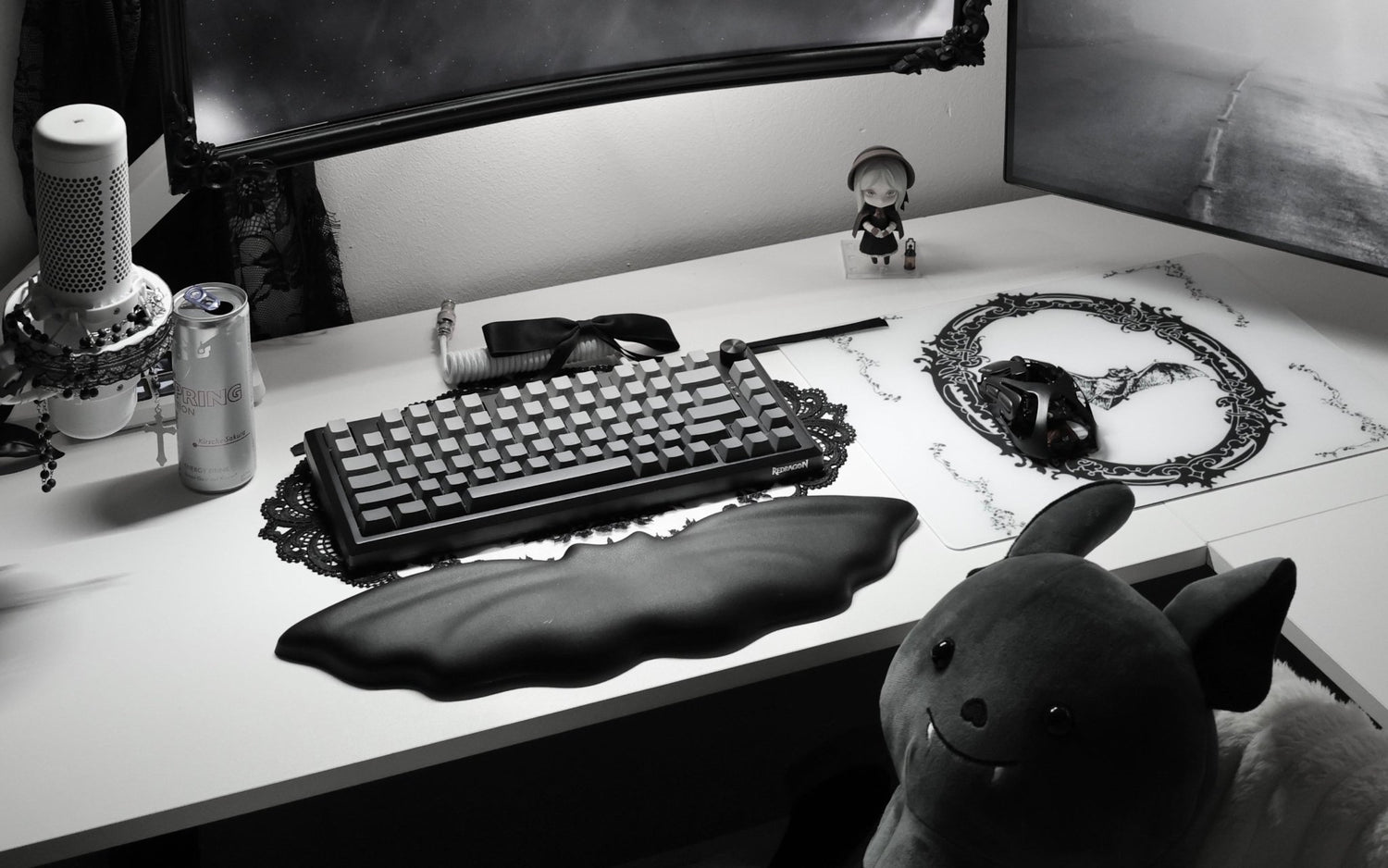 CLUSTRS custom glass mousepad sized for a clean desk setup, showing personalized fit, smooth glide, and setup balance
