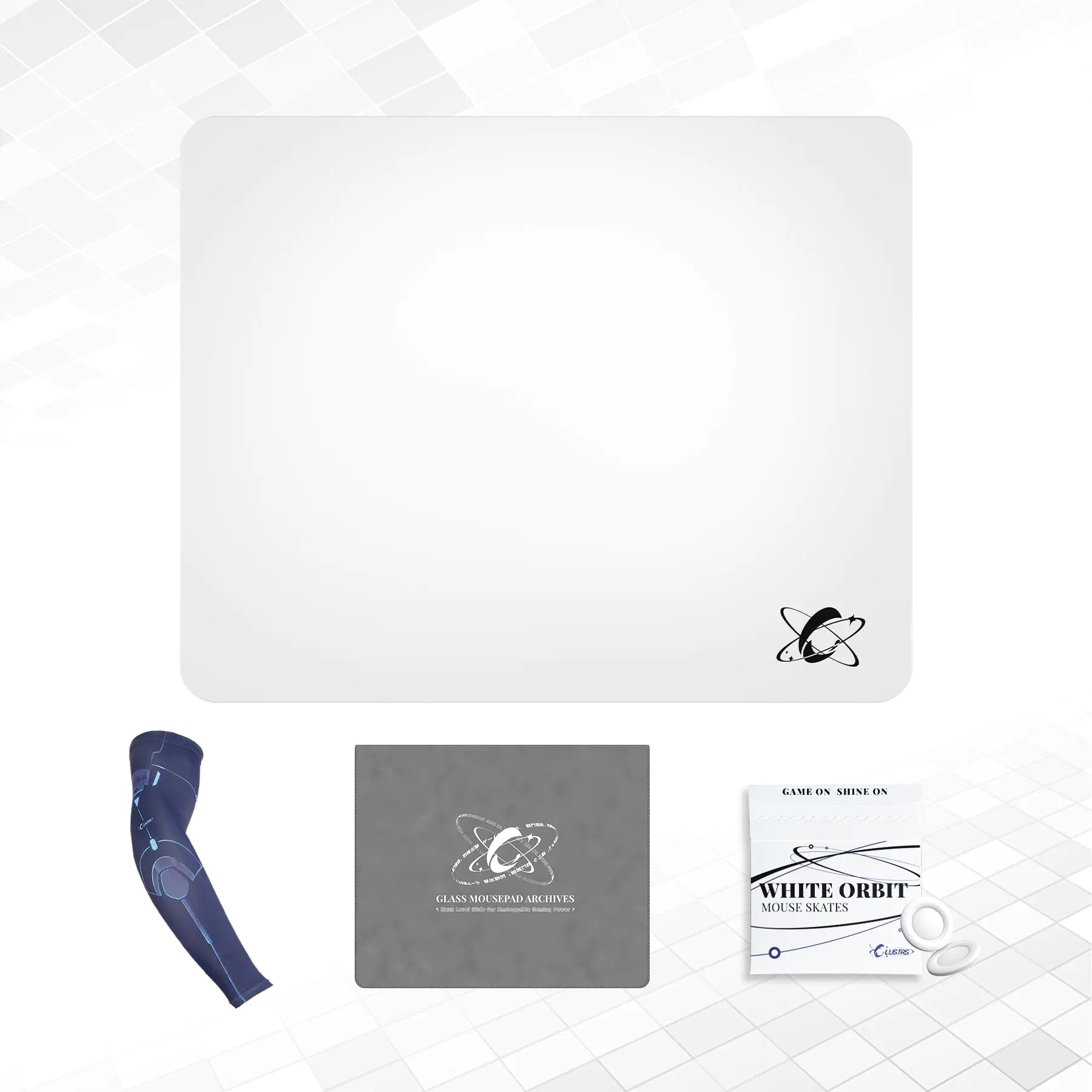 Atom (Weiß) Ultimate Bundle – Glaspad, Schutzhülle, Gleitschienen & Tasche