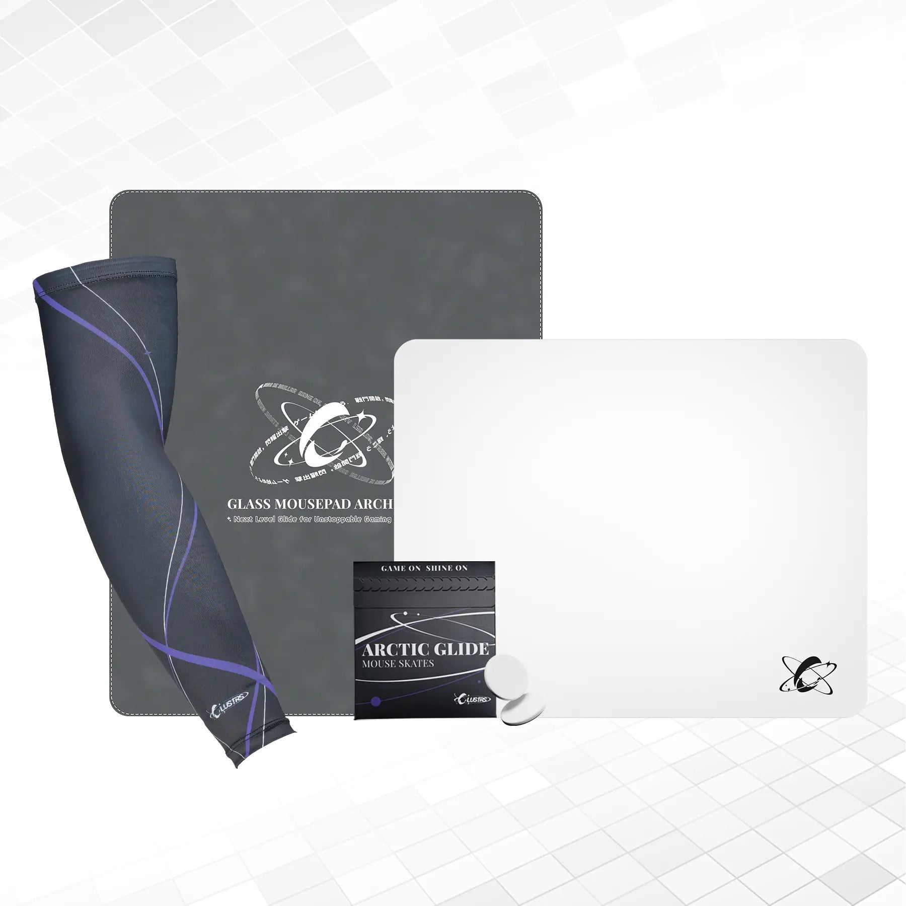 Atom (Weiß) Ultimate Bundle – Glaspad, Schutzhülle, Gleitschienen & Tasche