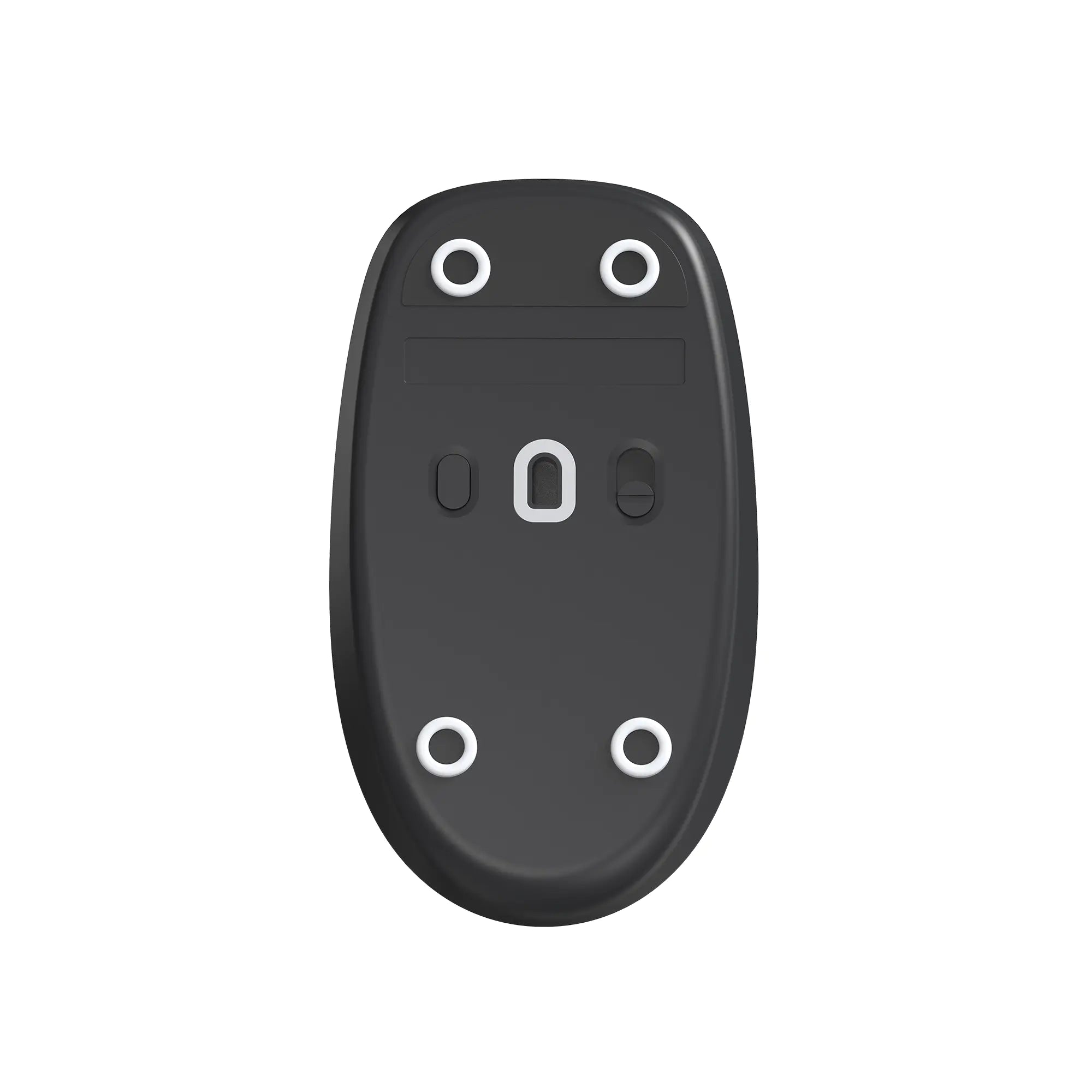 White Orbit Donut Mouse Skates installed on the bottom of a gaming mouse, showing four ring-shaped PTFE skates for balanced glide and precise control.