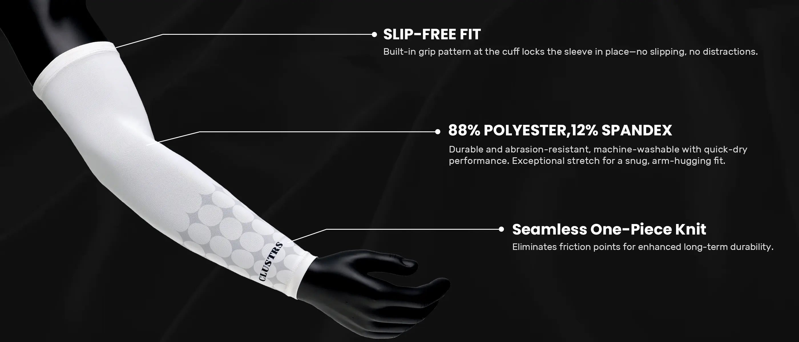 clustrs esports arm sleeve material composition