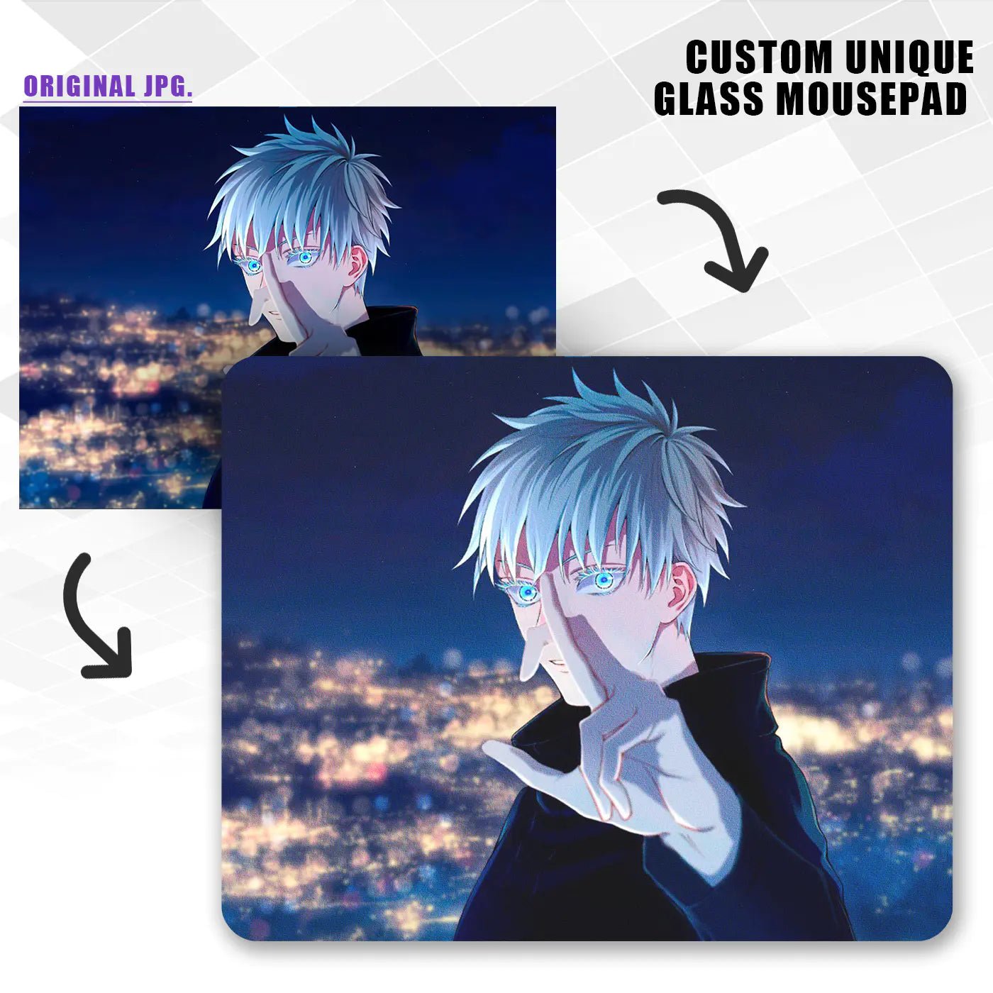 Personalized glass mouse pad with micro-etched texture for smooth glide, controlled precision, and consistent FPS performance