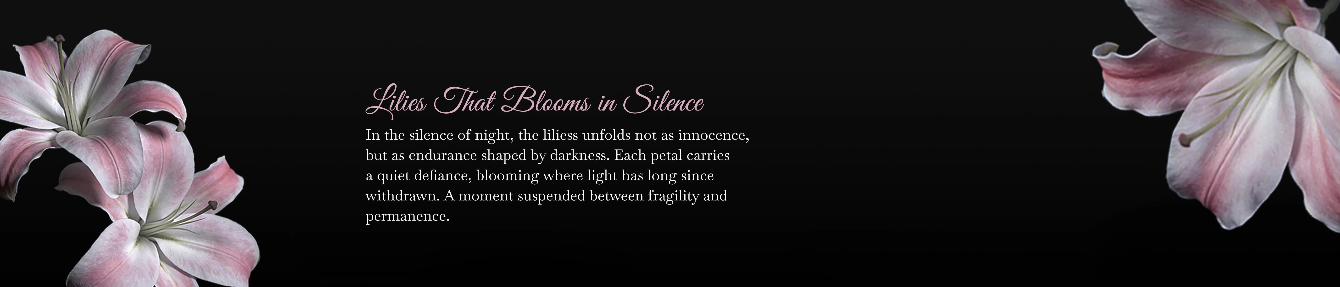 Lilies glass mouse pad story image inspired by a lily blooming in the dark, symbolizing quiet resilience and lasting beauty.