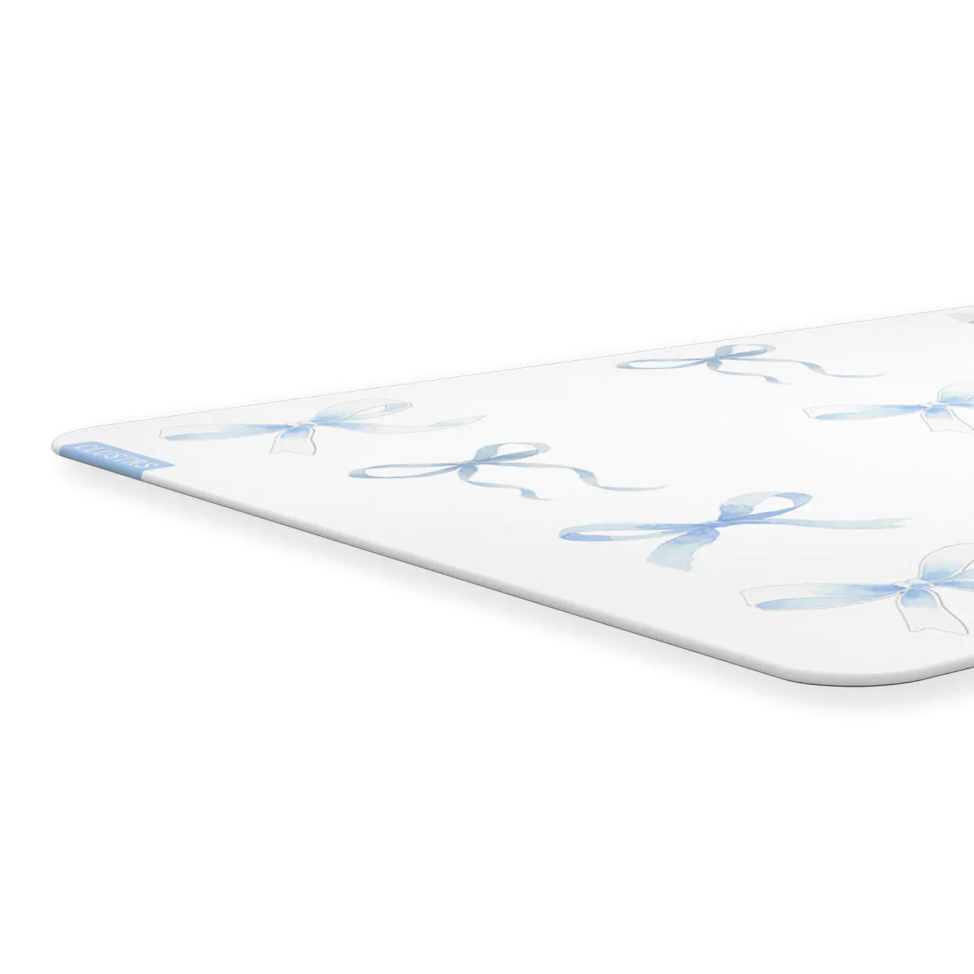 Close-up of Blue Whisper Glass Mousepad surface showing micro-etched texture and nano coating for smooth glide and durability