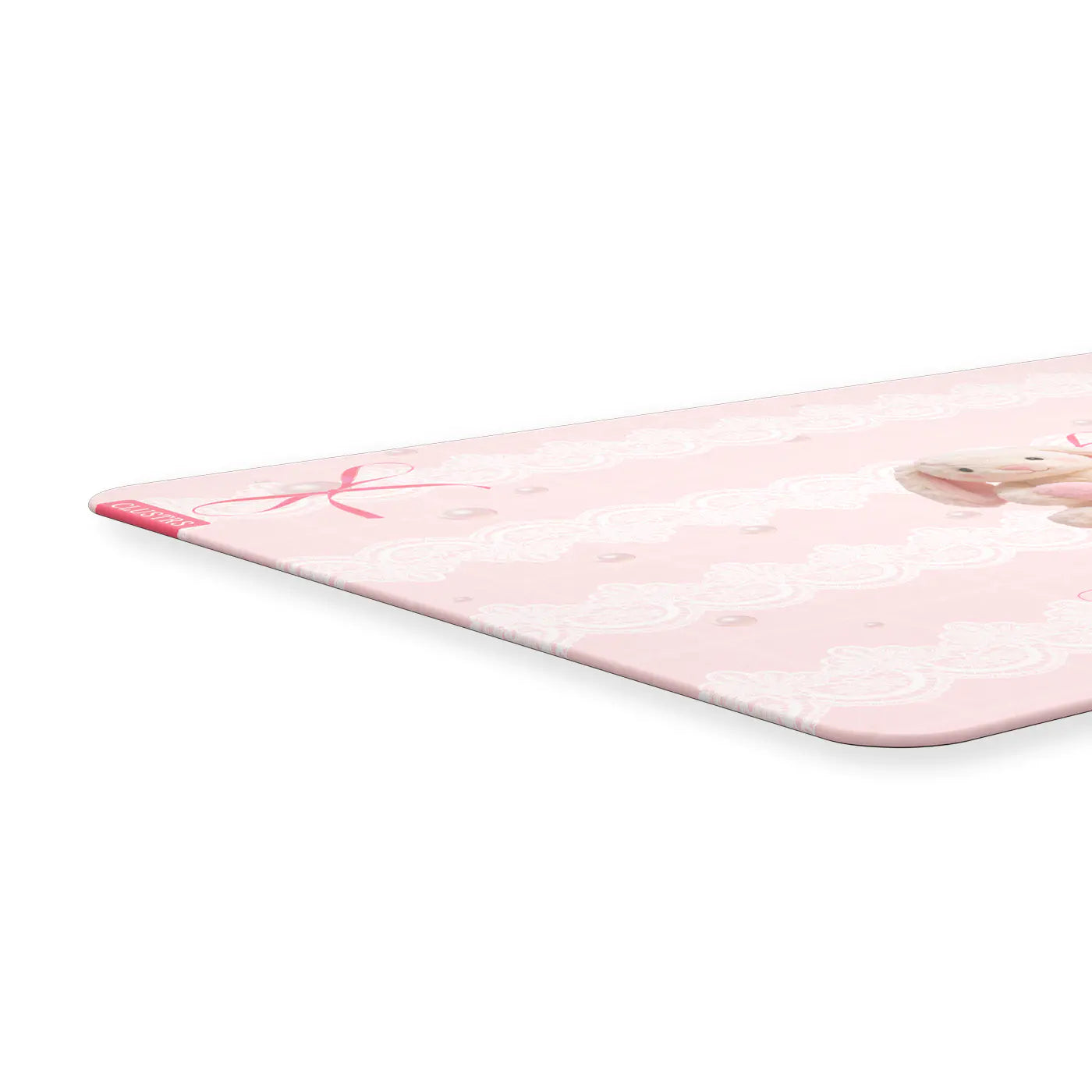 Pearl Bunny mousepad surface showing anti-stain nano coating and silky-smooth texture.