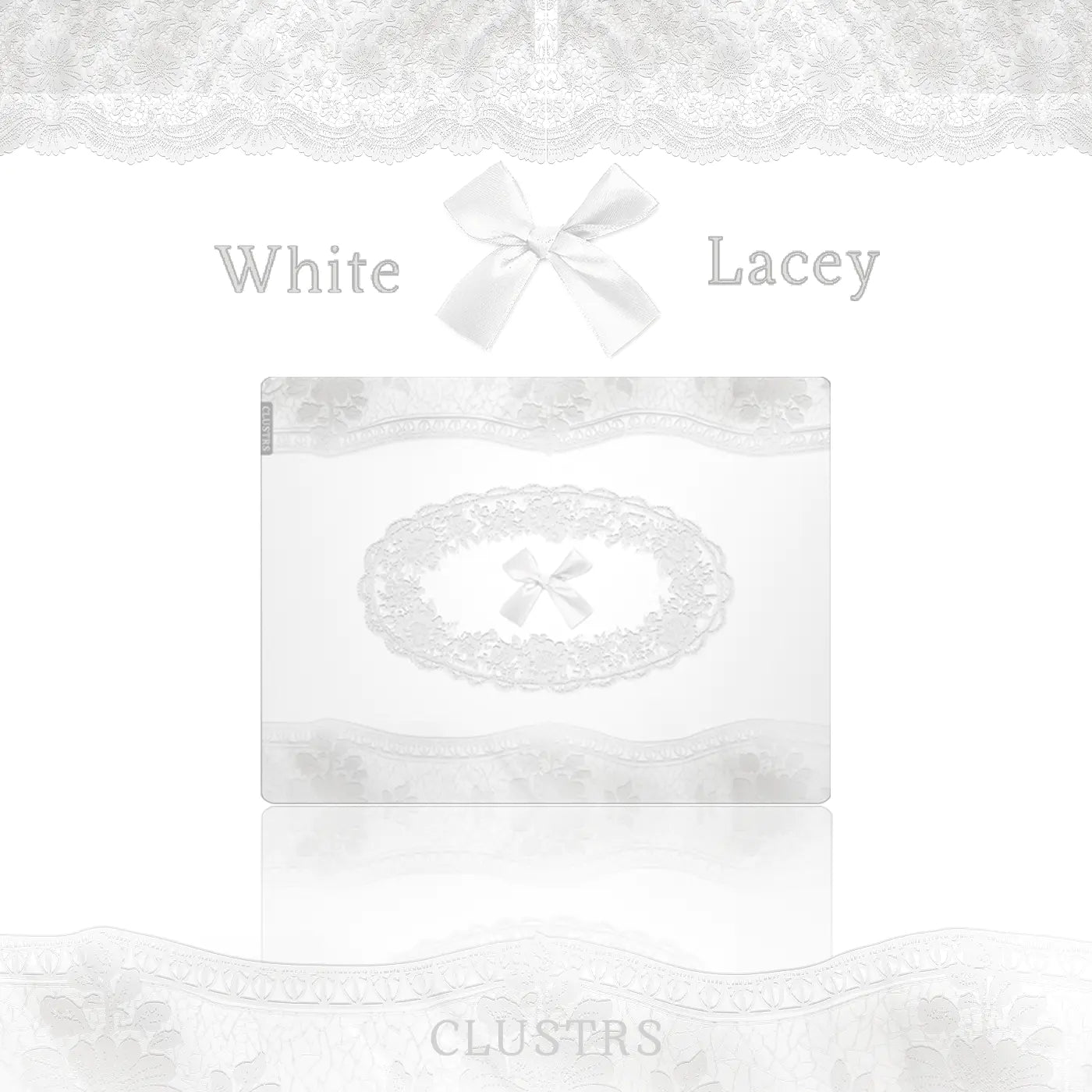 White Lacey Glass Mousepad with vintage lace-inspired pattern, perfect for elegant desk setups.