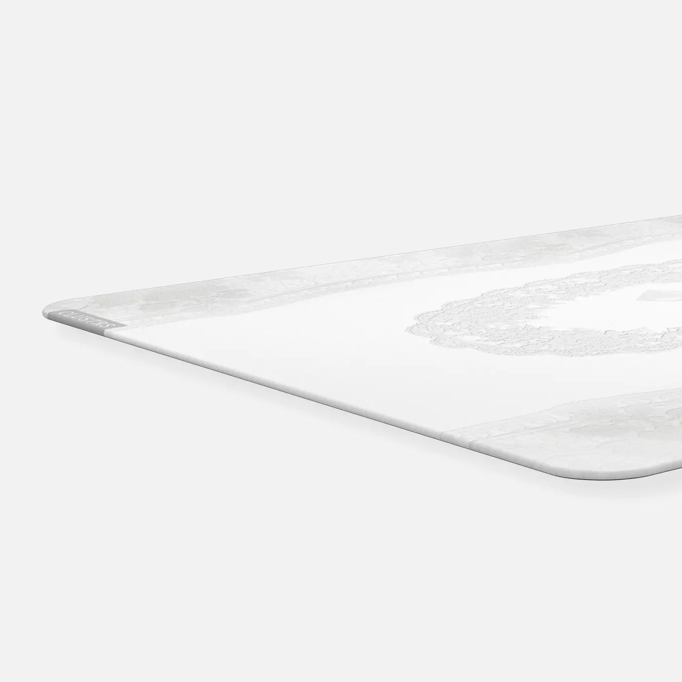 White Lacey Glass Mousepad with 2-micron etched surface and nano coating for silky glide.