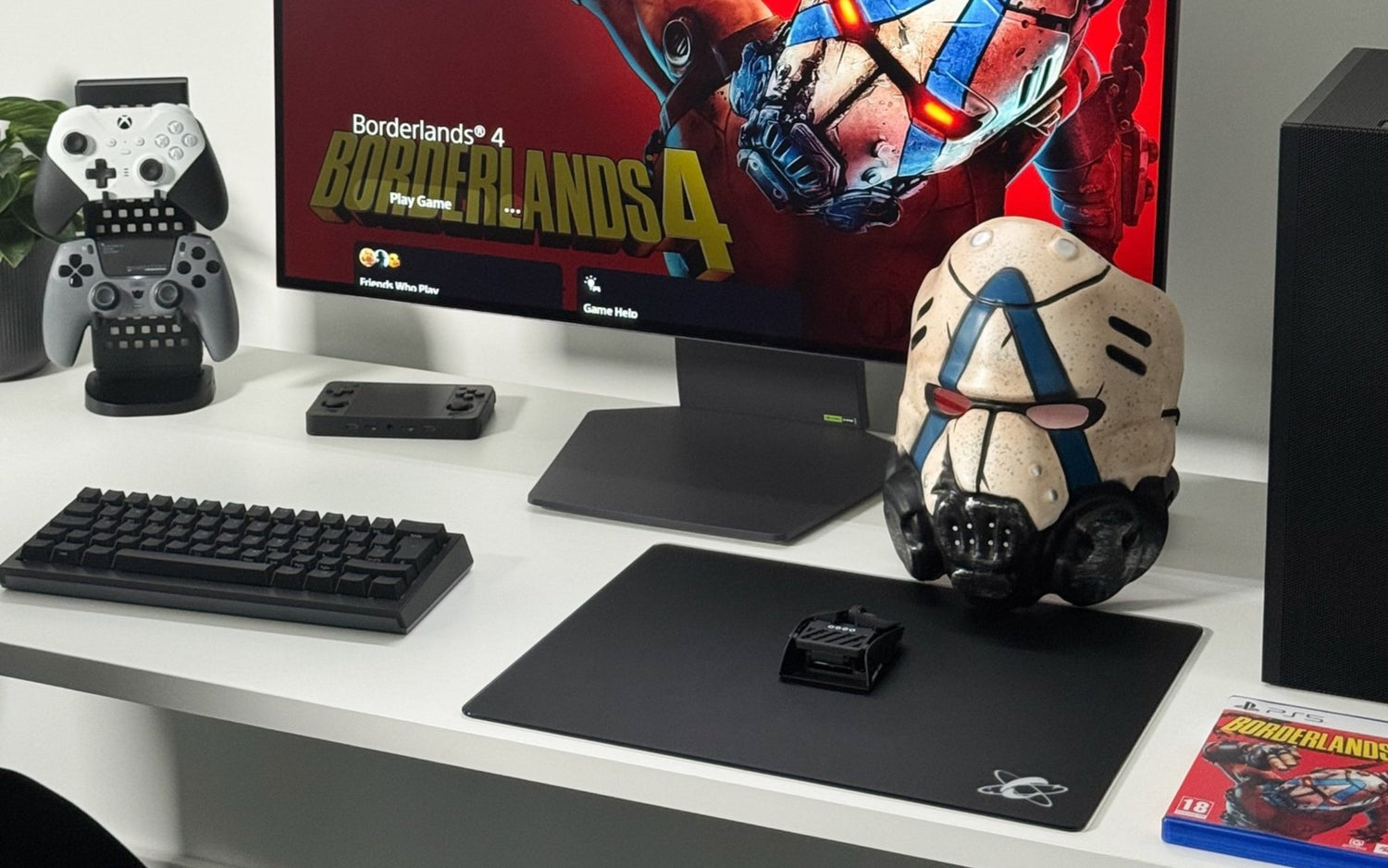 CLUSTRS gaming glass mousepad in a clean setup, showing smooth glide, steady tracking, and reliable control