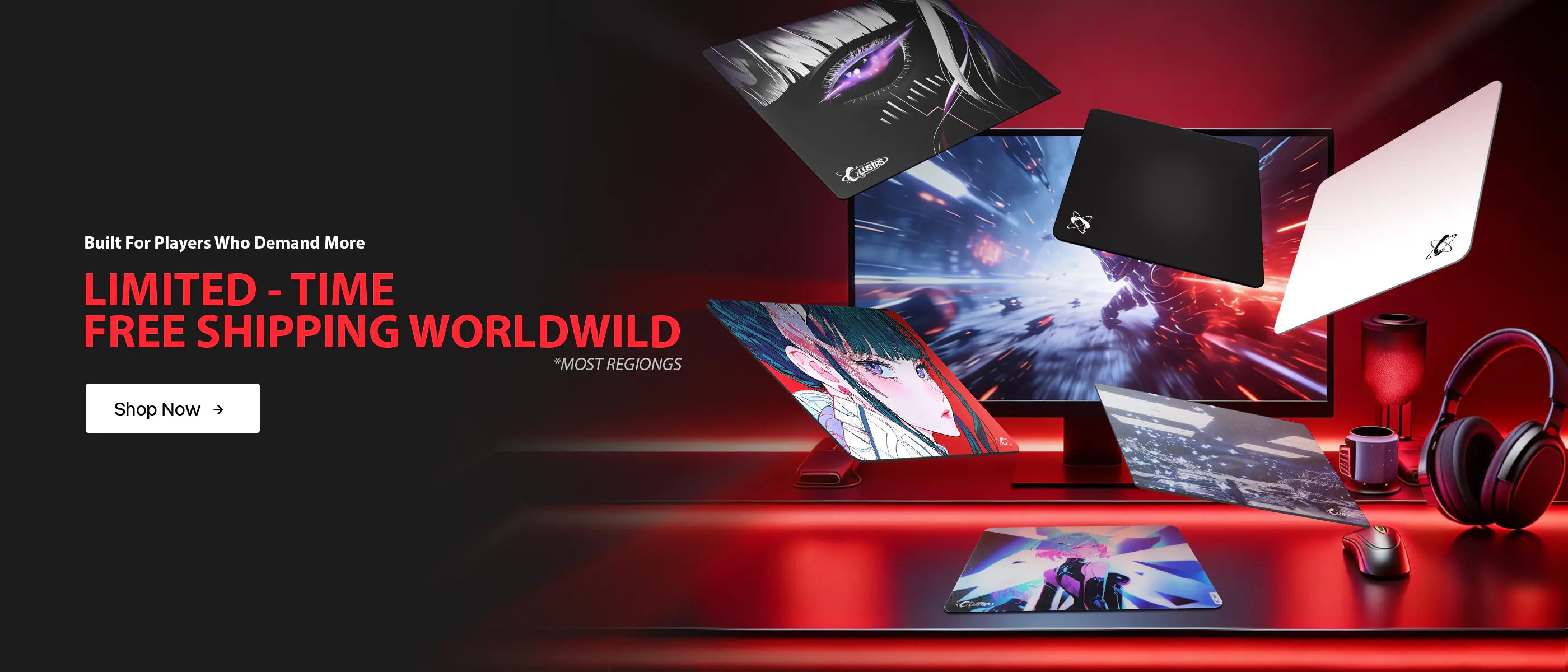 Upgrade your 2026 desk setup with a Clustrs gaming glass mouse pad, now with free shipping in most regions.