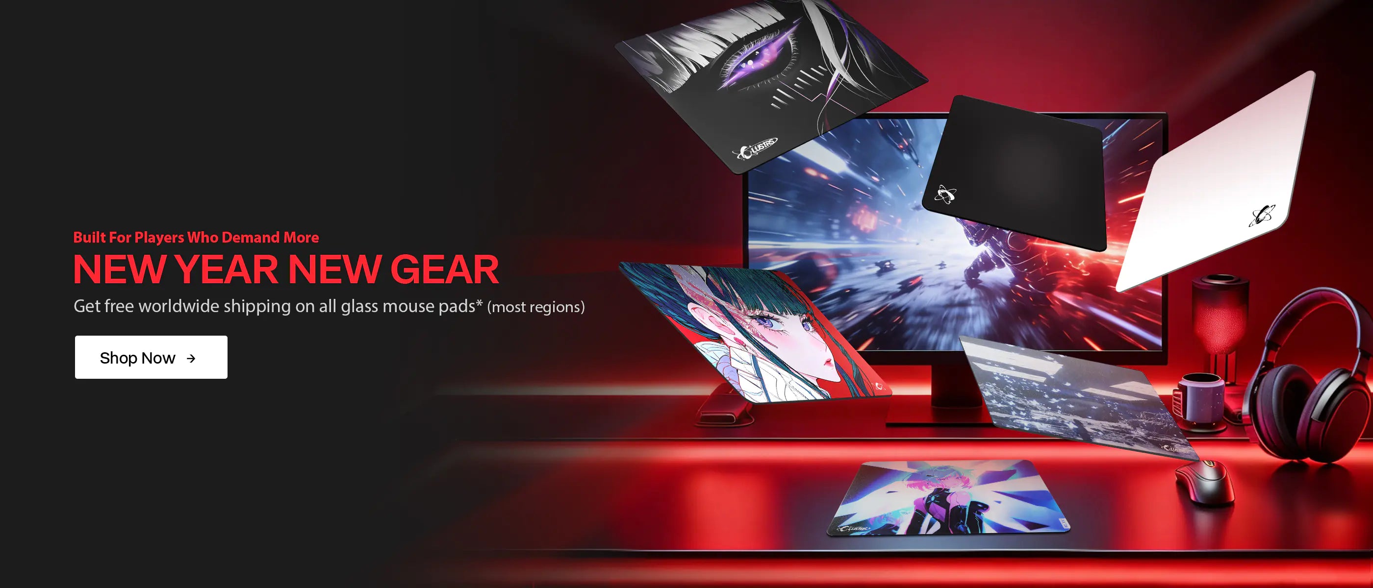 Upgrade your 2026 desk setup with a Clustrs gaming glass mouse pad, now with free shipping in most regions.