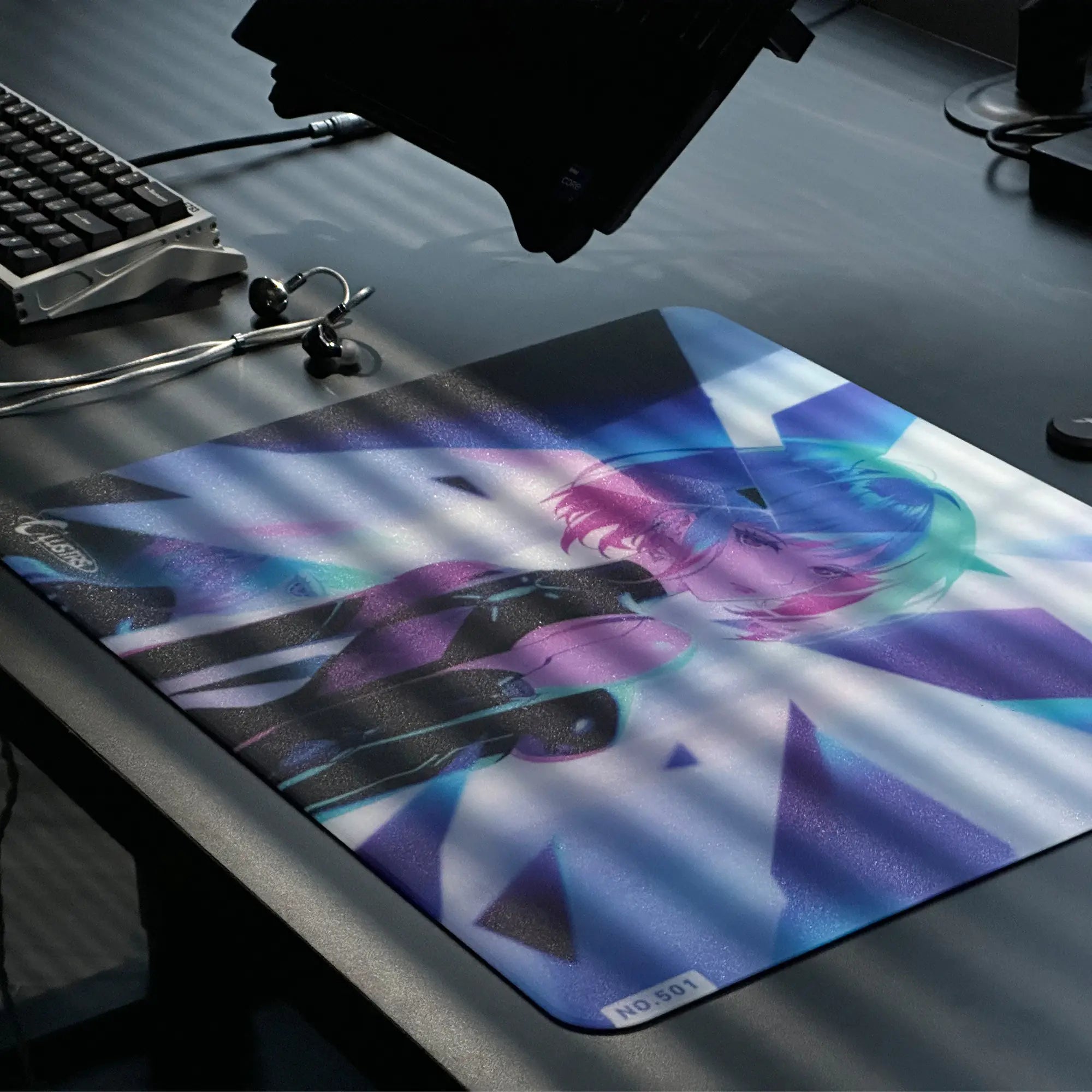 CLUSTRS ASTRA glass mousepad with smooth surface designed for competitive gaming precision.
