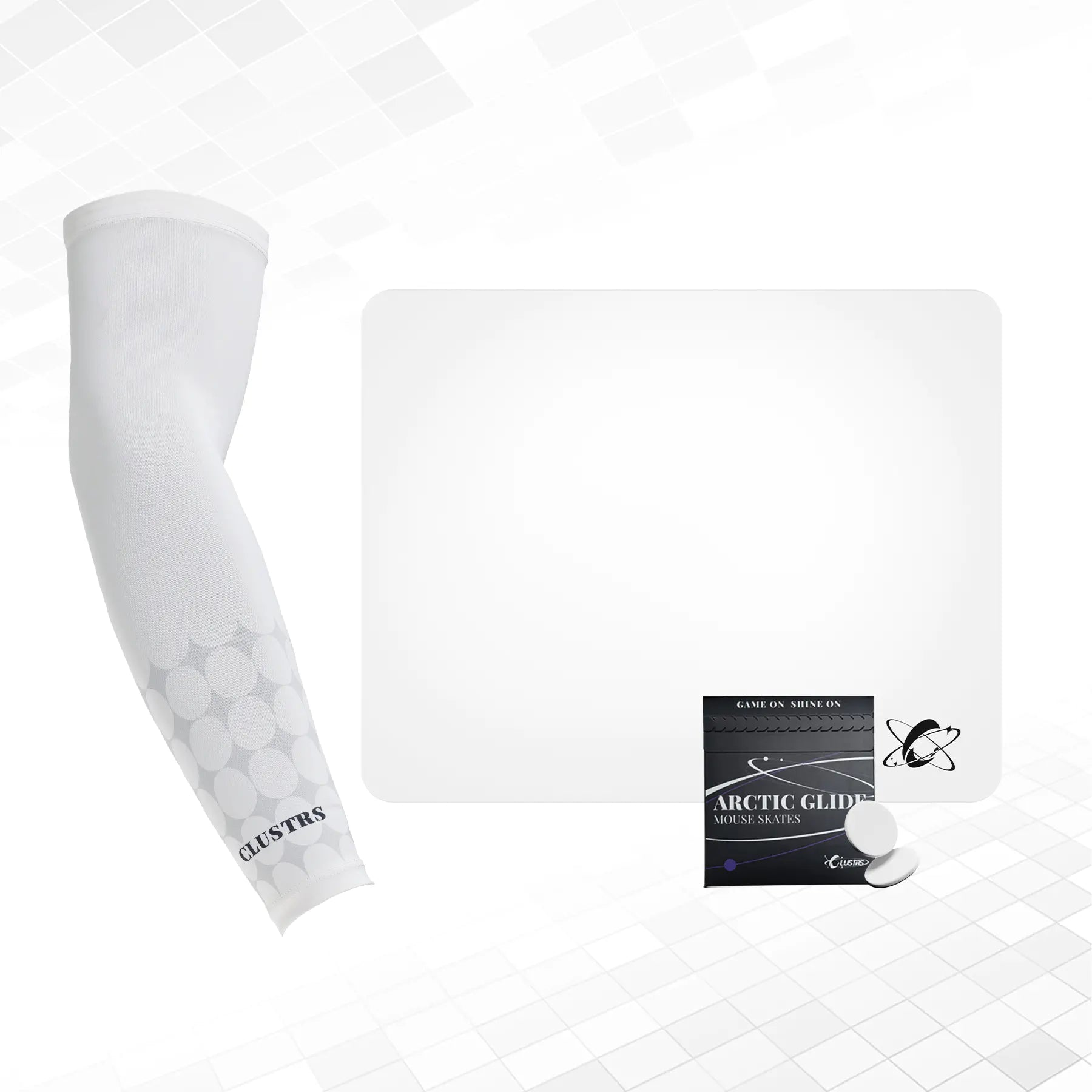 Atom (White) Bundle — Glass Pad, Pro Sleeve & PTFE Skates