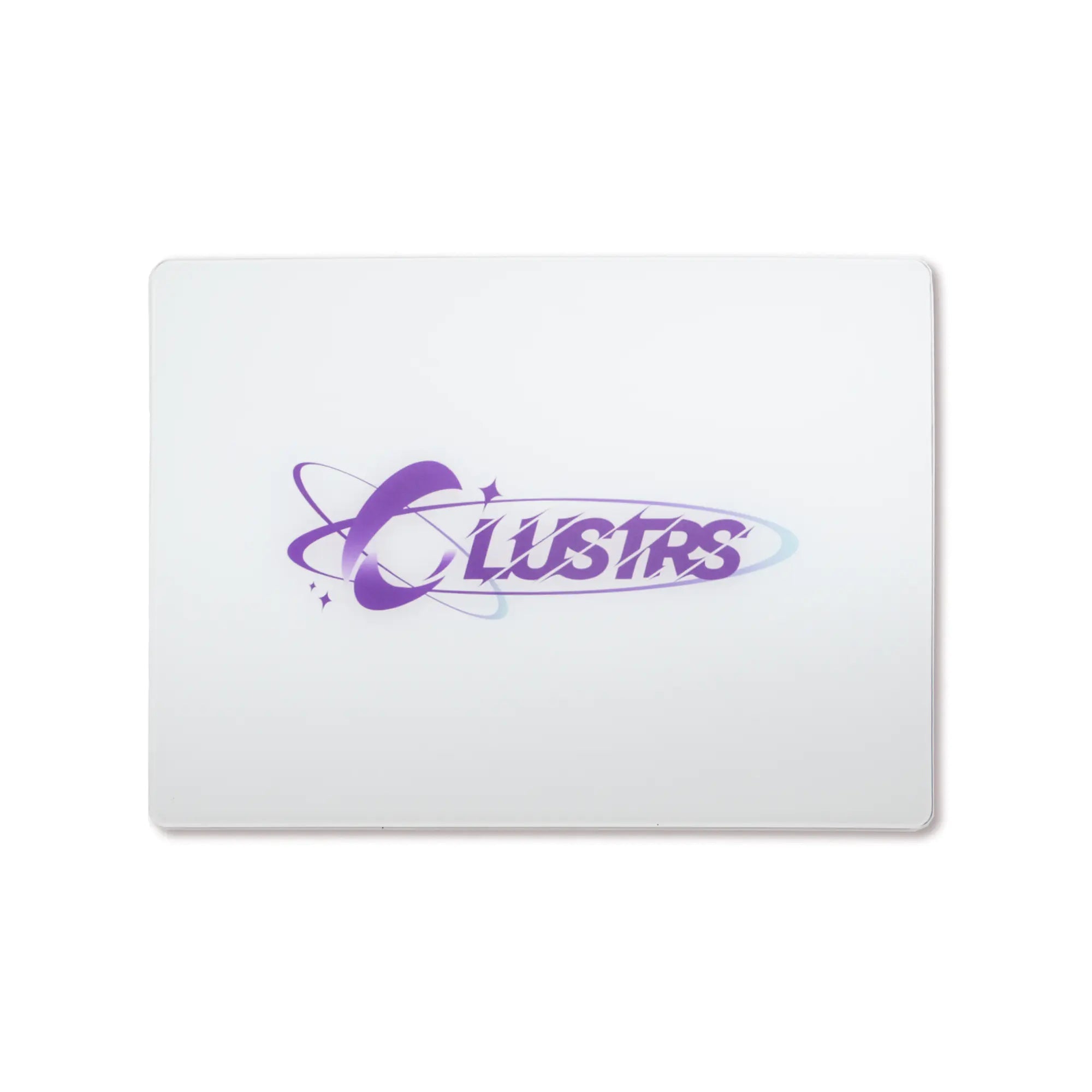 clustrs orbit white gaming glass mouse pad