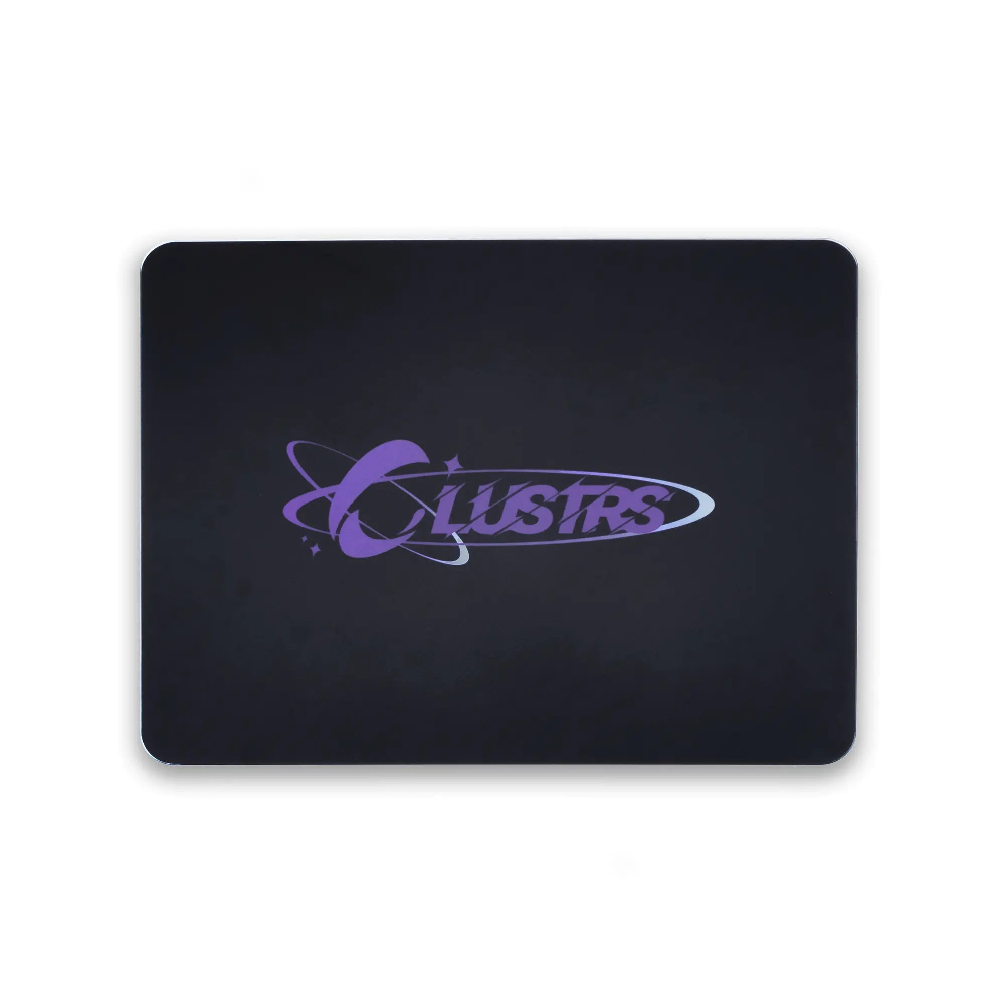 clustrs orbit black gaming glass mouse pad