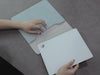 compact portable glass mouse pad in 400x300mm and 260x210mm sizes fitting into a bag for travel and mobile work setups