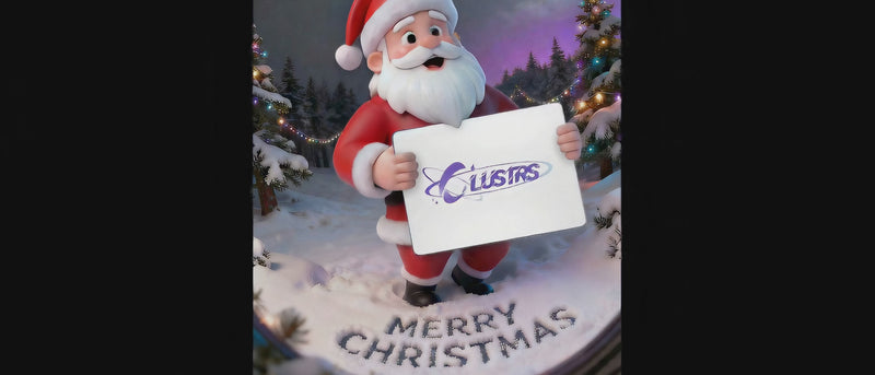 Holiday promo video featuring Clustrs glass mouse pad Christmas deals